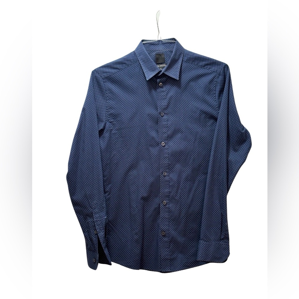 H&M - Small Slim Fit - Navy Blue Polkadot